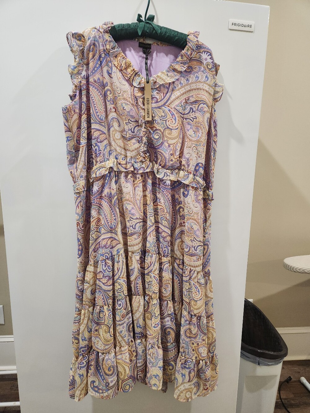 Coco + Carmen Paisley Ruffle Tiered Midi Dress - Lavender & Cream
